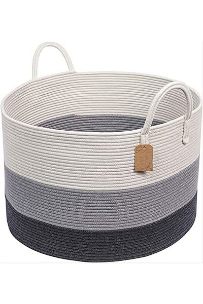 HandmadeSNM 100% Natural Handmade - Multi-Purpose Organizer Basket, Tv Blanket and Toy Basket