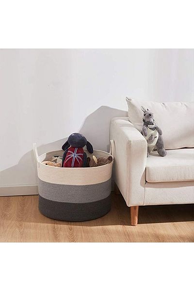 HandmadeSNM 100% Natural Handmade - Multi-Purpose Organizer Basket, Tv Blanket and Toy Basket