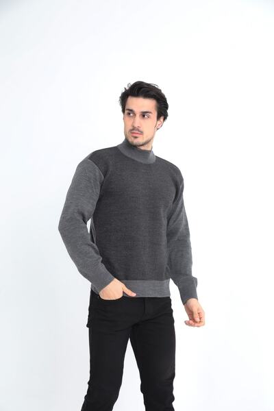 KMKkombin Dad Acrylic Thread Half Turtleneck Thick Winter Men's Sweater