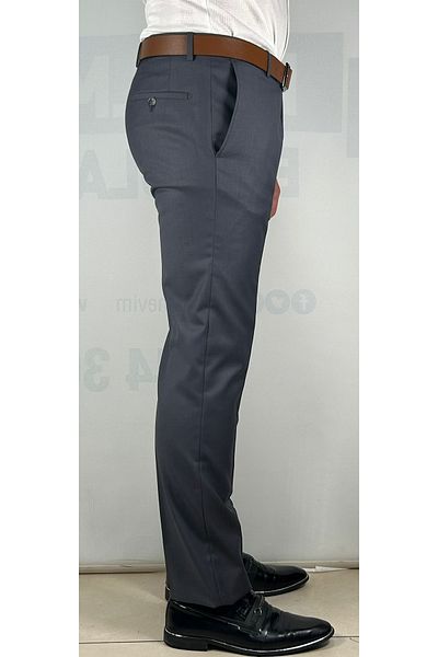 Bomonti High Quality Slim Men's Gray Flexible Knee-Lined Fabric Trousers
