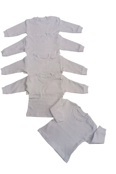 bebedino Long Sleeve Shoulder Snaps Crew Neck Baby Top (Pack of 5)