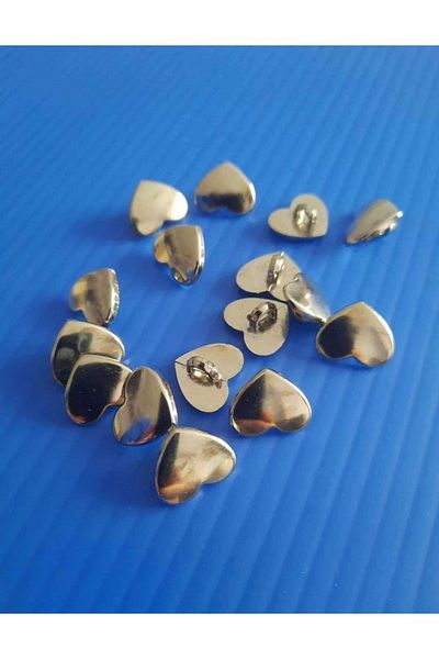 İMREN AKSESUAR Button Gray Metalized Heart Shaped Bottom Leg 1.5 Cm 1 Pack 10 Pieces