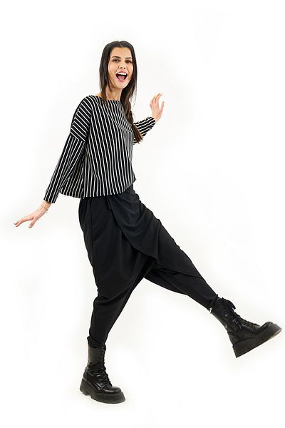 Catz Clothes Μαύρο και άσπρο κάθετο ριγέ Crop Top