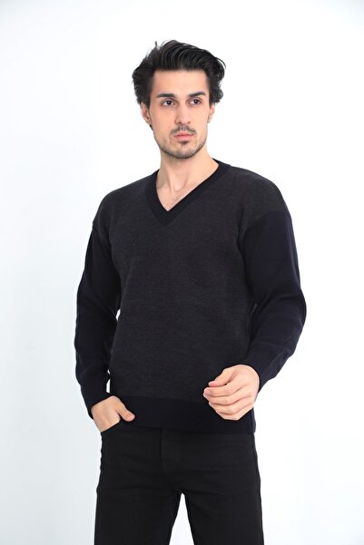 KMKkombin Батько Сталева в'язка Акрилова пряжа V-подібний комір Зимовий товстий чоловічий светр