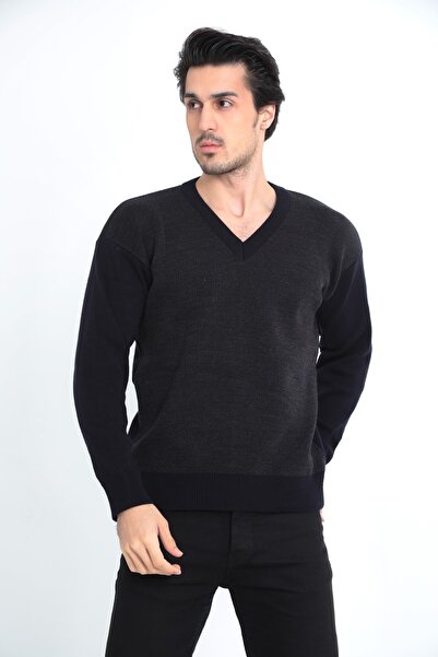 KMKkombin Батько Сталева в'язка Акрилова пряжа V-подібний комір Зимовий товстий чоловічий светр