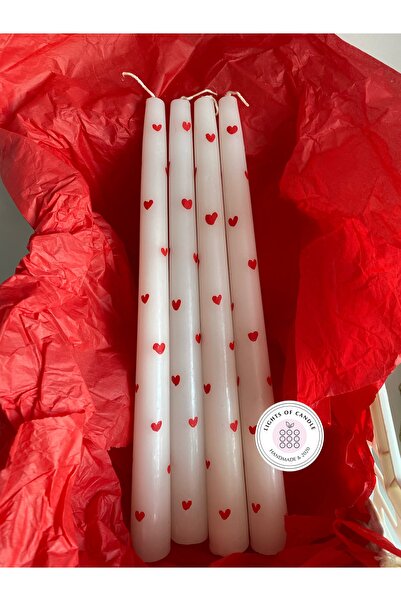 lıghts of candle handmade & 2020 Kalp Desenli El Boyaması Hediyelik Şamdan Mu...