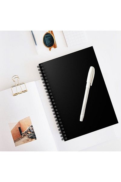 Four Kids Black Leaf Quality Spiral Notebook 50 Sheets 100 Pages and White Gel Pen Gift