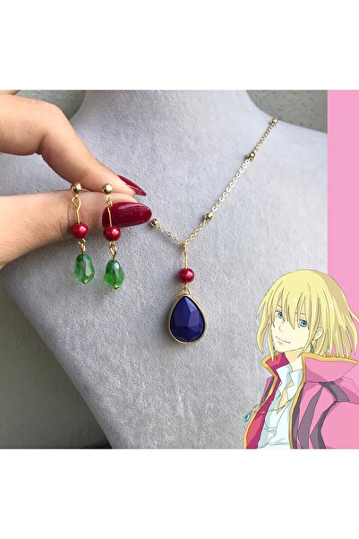 Kirastore Howl'un Yürüyen Şatosu Anime Küpe-kolye Seti