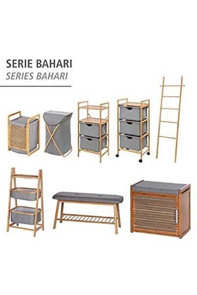 Wenko Gray Polyester Shelf Spring Laundry Cart with Wheels