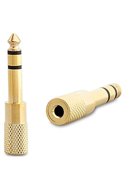 nelerbulurum 6.3 Mm Stereo Erkek / 3.5 Mm Stereo Dişi Sarı Metal Çivi Jak Ste...