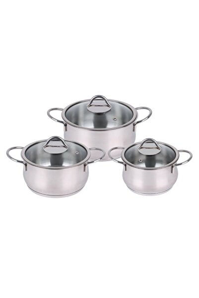 TOGO 3 Lü Çelik Tencere Seti 6 Parça