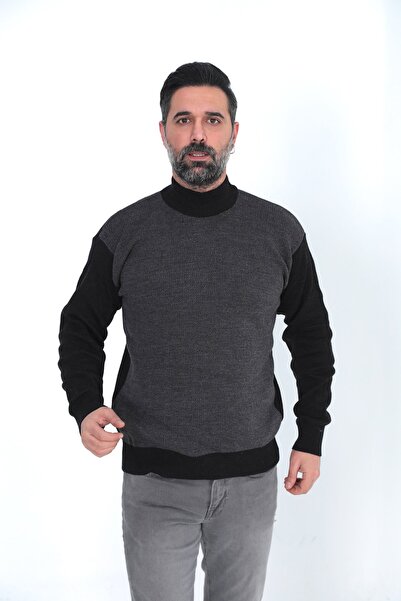 KMKkombin Baba Akrilik Iplik Yarım Balıkçı Boğazlı Kalın Kışlık Erkek Kazak