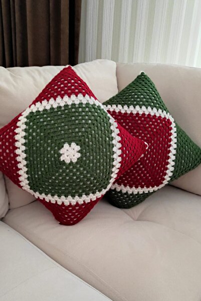 nftart.design غطاء وسادة منسوج يدويًا بطابع رأس السنة الجديدة مكون من قطعتين ...