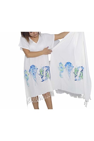 Nevin Acar Φόρεμα Peshtemal από μπαμπού με σχέδιο Seahorse και σετ Pareo Peshtemal 2