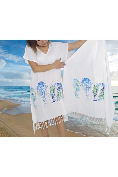 Nevin Acar Φόρεμα Peshtemal από μπαμπού με σχέδιο Seahorse και σετ Pareo Peshtemal 2