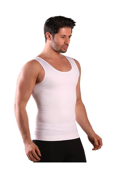 SLIM TIME SHAPER مشد رياضي رجالي مكون من قطعتين باللون الأبيض