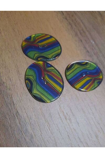 İMREN AKSESUAR Κουμπί χρώματος ουράνιου τόξου, μέγεθος 48 (3 εκατοστά) 1 συσκευασία είναι 5 τεμάχια