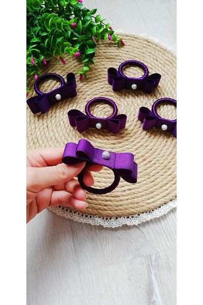 CWolf Purple Stone Bow 6-Piece Napkin Ring Ring