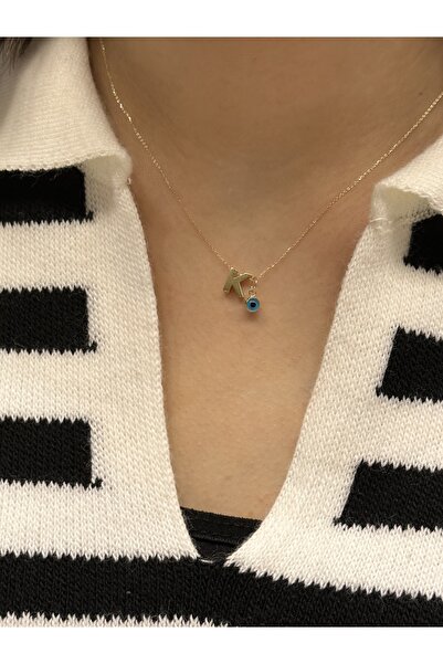 Hakan Güler Kuyumculuk Altın Nazar Boncuklu K Harfli Zincir