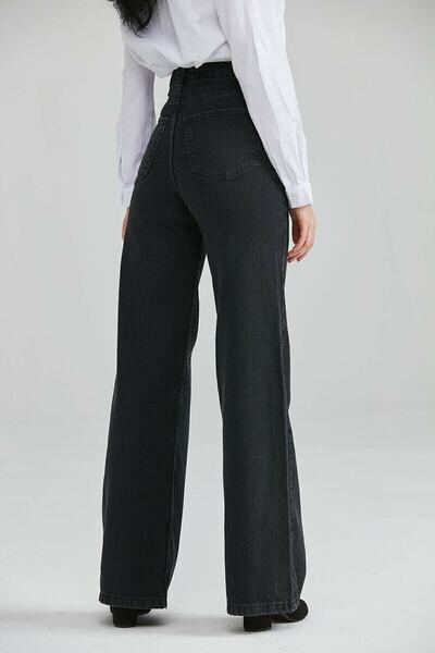 Livik Colorfast Black Lycra Wide Leg Jean - Casual Wide Leg Jean