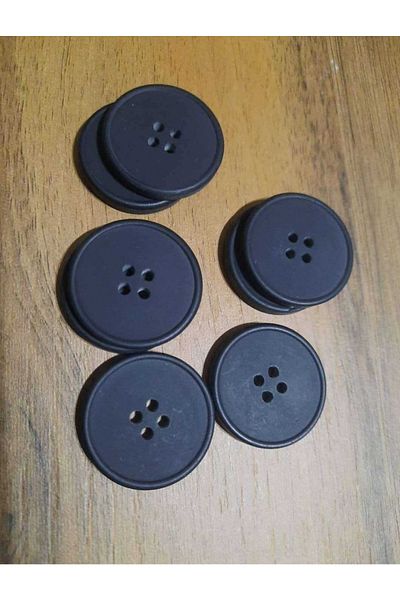 İMREN AKSESUAR 2.5 cm Matte Black Polyester Italian Button Coat - Jacket and Cardigan 1 Pack 10 Pieces
