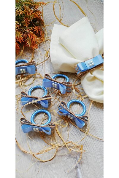 CWolf Синій плетений бантик, 6 штук, кільце для серветок