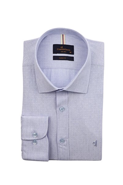 Daniel Bessi Slim Fit Uzun Kollu Mavi Armürlü Erkek Gömlek 480-733