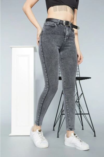 Livik Жіночі джинси високої талії, темно-сірі, не вицвітають