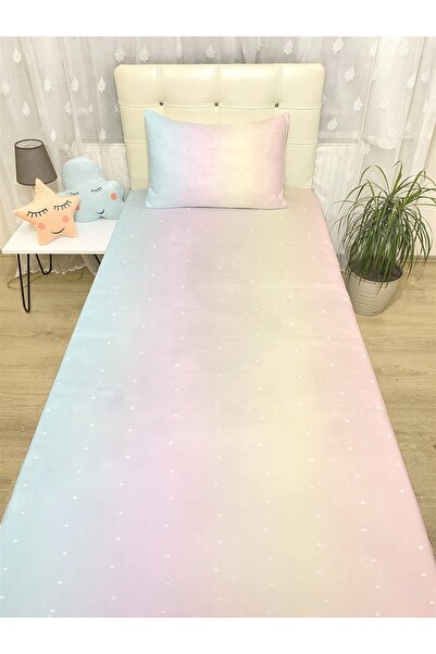 EVPANYA Pudra Renk Geçiş Noktaları Desenli Yatak Örtüsü Ve Yastık Kılıfı