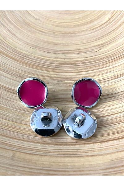 canan dizayn 18 Mm Nickel Footed Fuchsia Metallized Button (15 PCS)