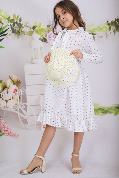 Fox Life Kids Rochie de vară Silvia pentru fete cu pălărie cu fundă (2023 NOUL SEZONUL 109)