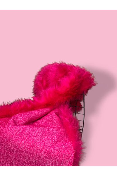 PLUSH STUDIO Imported Fuchsia, Long Feather Plush Fabric High Quality 50x150 Cm A Quality Textile, Upholstery