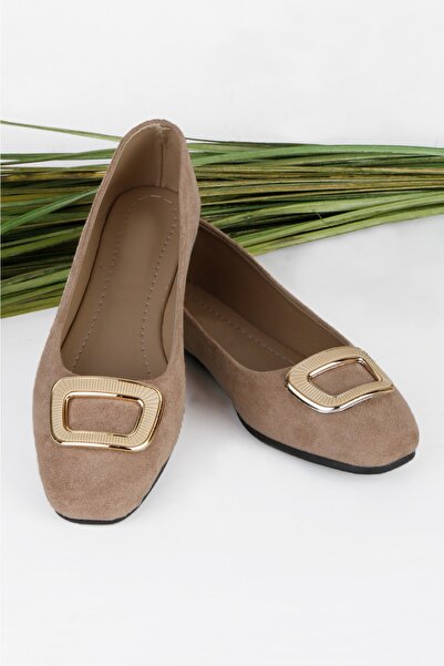 RENKLİBUTİK Pantofi de balerina din piele cu talpă confortabilă și cataramă e...