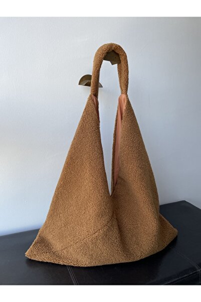 sisa.art Peluş Kumaşlı Büyük Omuz Çantası