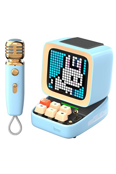DIVOOM Ditoo-mic Mavi Karaoke Mikrofonlu Uyarlanabilir Piksel Ekranlı Bluetooth Hoparlör