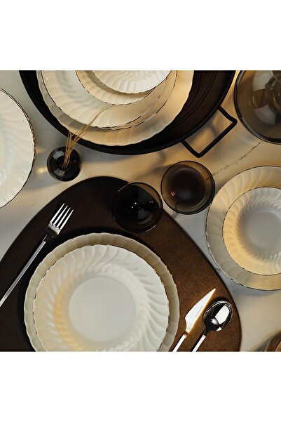 Kütahya Porselen Lilyum 24 Parça Yemek Takımı Platin Fileli