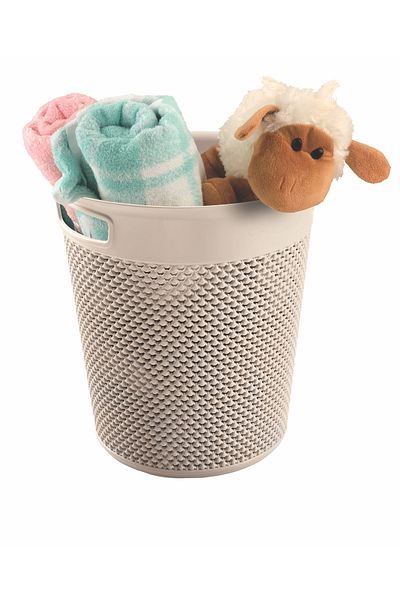 Melkan Home Coș rotund multifuncțional Coș de jucărie Coș de gunoi de birou 12 litri crem