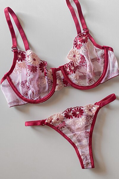 Milda Lingerie Σετ εσωρούχων Claret Red Floral Spes