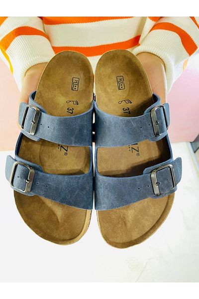 YILDIZ SHOES Unisex Orthopedic Insole Daily Comfortable Double Banded Buckle Beach Holiday Summer Outside Guest Indoor Slippers