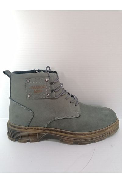 FRANCO MEN Μπότες 4201 Γκρι Nubuck από γνήσιο δέρμα με φερμουάρ