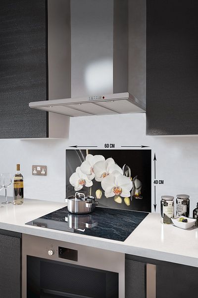 Decorita Protector de spate pentru aragaz din sticla |   Bucătărie Orhidee |   40 cm X 60 cm
