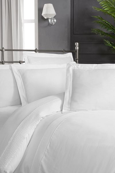 Silkarea Assuwa 100% Cotton Satin Duvet Cover Set – Fitted Sheet, King Size Xl, White