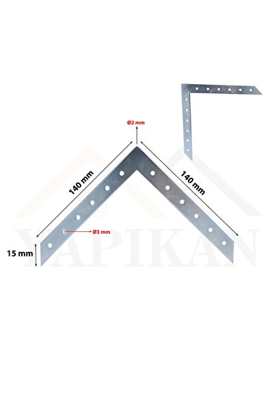 Yapıkan 4 Ad Sac Gönye 2x15x140x140mm - Dolap Masa Sandalye Pencere Sehpa Tam...