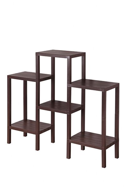 Pazarika Pyramid 6-Piece Plastic Shelf Unit Brown, Flower Pot, Bathroom, Kitchen Shelf, Shoe Rack, Bookshelf