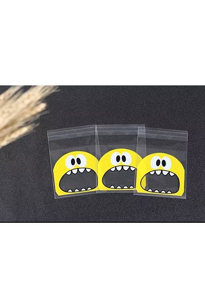OzanTuhafiye 7x7 Cm Transparent Patterned Taped Bag - 95 Pieces