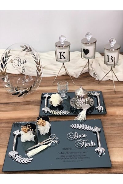 Masalsı Concept Süslü Söz Nişan Tepsisi Yüzük Yükselticiler Makas Damat Kahve...