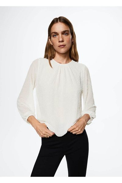 MANGO Woman Μπλούζα με χάντρες με λεπτομέρειες