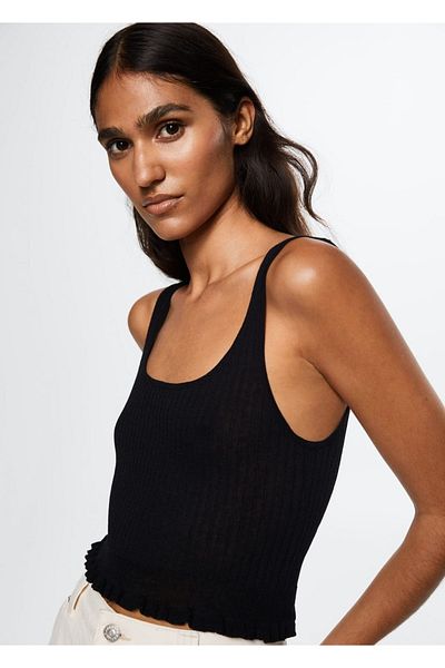MANGO Woman Ribbed Cropped Blouse