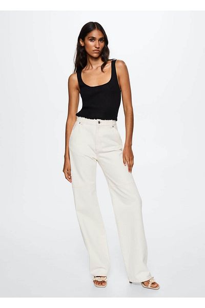 MANGO Woman Ribbed Cropped Blouse