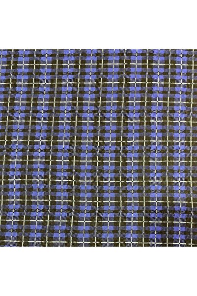 Dore Sax Beyaz Kare Üç Renk Dar Ekose Poliviskon Likra Jakarlı Kumaş